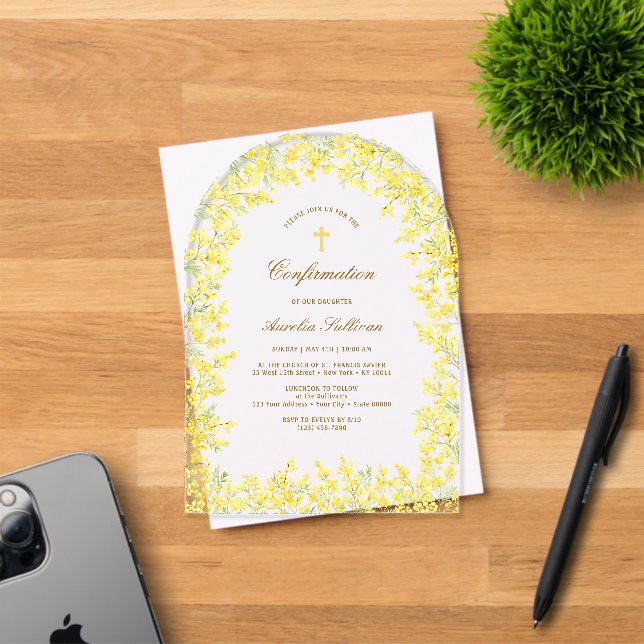 Invitations En Acrylique Confirmation de l'arc de Mimosa (Insitu (Carte d'invitation))