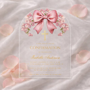 Invitations En Acrylique Confirmation Fille d'honneur Rose Floral Élégant S