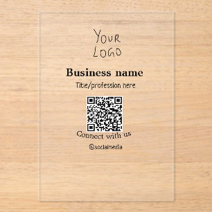 Invitations En Acrylique Connectez-vous avec nous logo entreprise QR nom de
