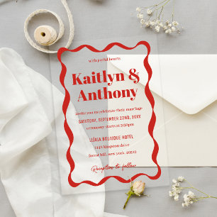 Invitations En Acrylique Coquette Curvy Ribbon Retro Mariage