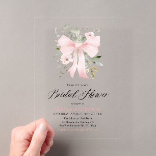 Invitations En Acrylique Coquette de la botte rose moderne Fête des mariées