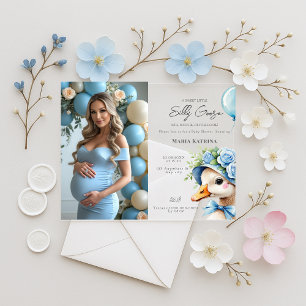 Invitations En Acrylique Coquette Silly Goose Blue Bow Baby shower