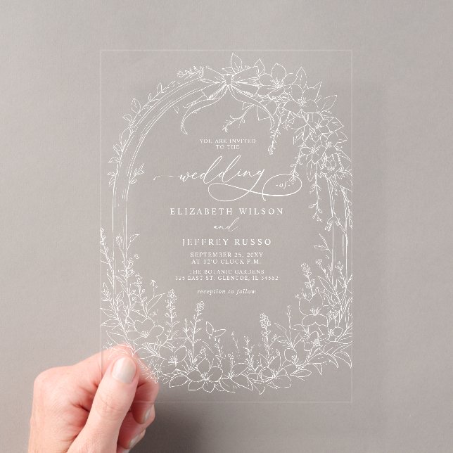 Invitations En Acrylique Coquette Woodland Garden Floral Mariage (In situ (ordinateur de poche))