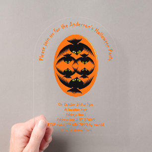 Invitations En Acrylique Corbeaux de Halloween personnalisés