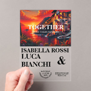 Invitations En Acrylique Coucher de soleil italien Côte Bold Aquarelle Pays