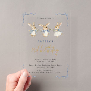 Invitations En Acrylique Couleur d'eau mignonne lapin Pâques fête d'anniver