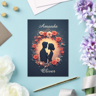 Invitations En Acrylique Couple de mariage romantique en robe élégante