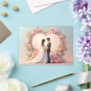 Invitations En Acrylique Couple de mariage romantique en silhouette