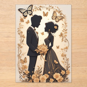 Invitations En Acrylique Couple de mariés romantiques en robe élégante