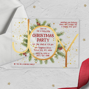 Invitations En Acrylique Couronne de branches de pin Trendy Joy pour la fêt