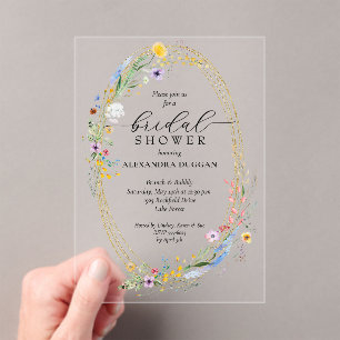 Invitations En Acrylique Couronne de fleurs sauvages aquarelle pour la douc