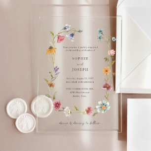 Invitations En Acrylique Couronne de fleurs sauvages Bohème simple Mariag