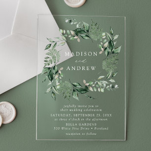 Invitations En Acrylique Couronne de mariage à la verdure abondante