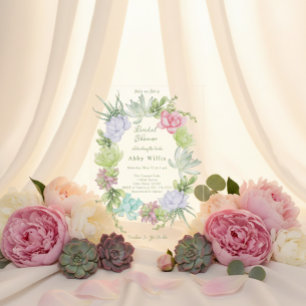 Invitations En Acrylique Couronne de verdure succulente pour la douche de m