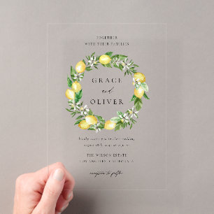 Invitations En Acrylique Couronne d'été de verdure botanique et de citron p