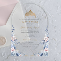 Couronne élégante or roses bleues Quinceañera
