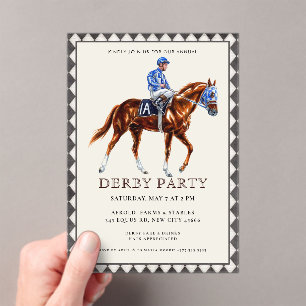 Invitations En Acrylique Course moderne Horse Derby Party équestre Invitati
