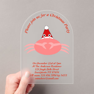 Invitations En Acrylique Crabe de Noël personnalisé