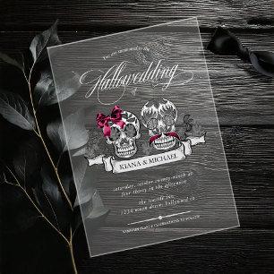 Invitations En Acrylique Crânes Gothique Hallomariage Bourgogne ID866