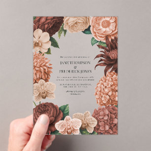 Invitations En Acrylique Crème d'abricot, Corail doux et Terracotta chaude