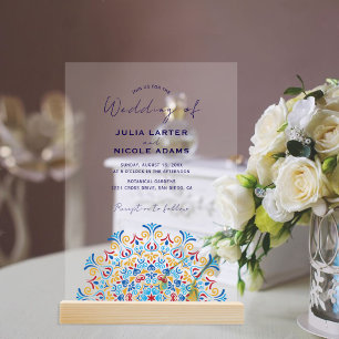 Invitations En Acrylique Culture Tribale Folk Country Crête Mandala Mariage
