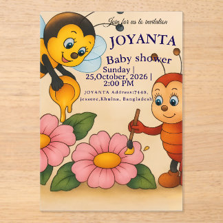 Invitations En Acrylique Custom bee baby shower 