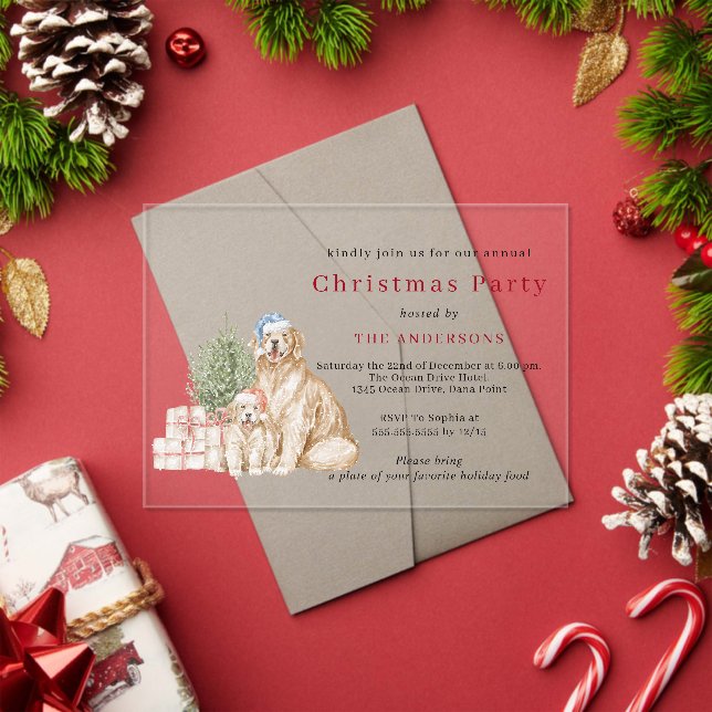 Invitations En Acrylique Cute Christmas dogs Christmas party (Insitu (vacances))