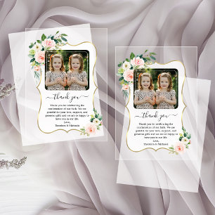 Invitations En Acrylique Cute Girls Twins Photo Confirmation Merci