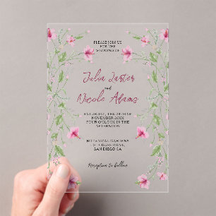 Invitations En Acrylique Daffodiles botaniques Daisy Peony Flowers Mariage