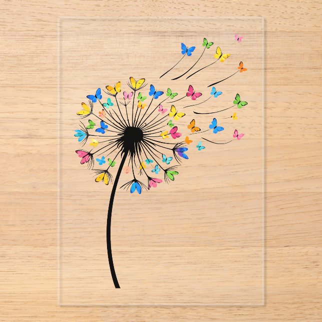 Invitations En Acrylique Dandelion butterfly flow (Recto)