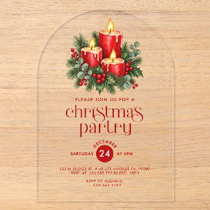 Invitations En Acrylique Décoration de fête avec bougies de Noël et houx