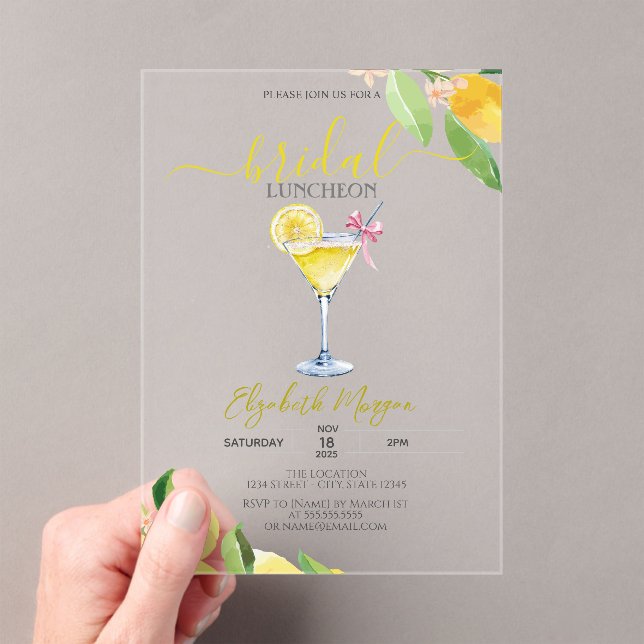 Invitations En Acrylique Déjeuner nuptial de citron de verre à cocktail (In situ (ordinateur de poche))