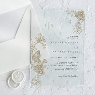 Invitations En Acrylique Dentelle Fleurie d'Ivoire Mariage Clair