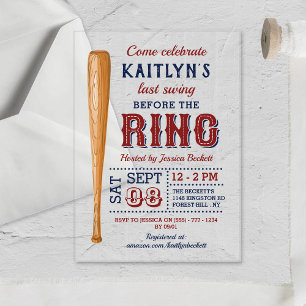 Invitations En Acrylique Dernier Swing Avant La Bague ! Baseball Enterremen