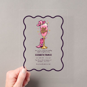 Invitations En Acrylique Dernière Fête de Bachelorette Disco Cowgirl Rodeo