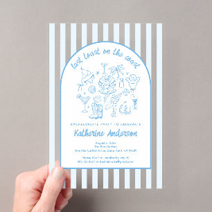 Invitations En Acrylique Dernière Toaste Blue Beach Life Enterrement de Vie