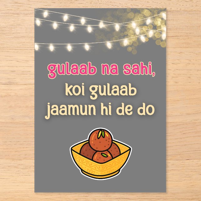 Invitations En Acrylique Desi Indian Pakistani Wedding Mehndi Food Sign (Recto)