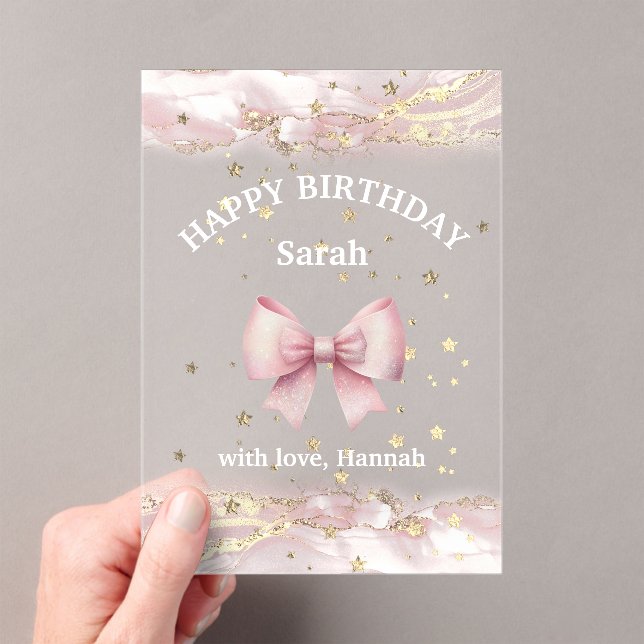 Invitations En Acrylique design arc rose Bonne carte d'anniversaire (In situ (ordinateur de poche))