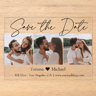 Invitations En Acrylique design minimaliste 3 photo moderne enregistrer la 