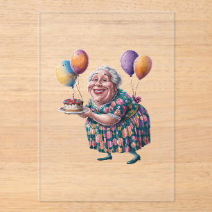 Invitations En Acrylique Dessin de fête d'anniversaire de grand-mère drôle