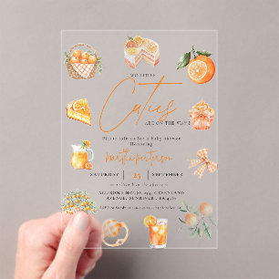 Invitations En Acrylique Deux agrumes orange Cutie Baby shower d'été