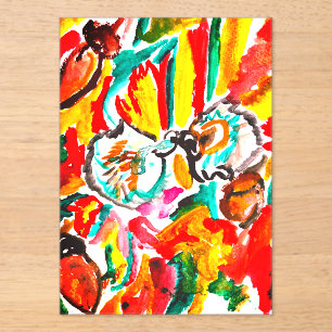 Invitations En Acrylique Deux hérissons jouent l'automne.