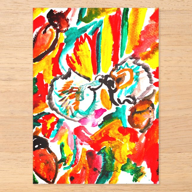 Invitations En Acrylique Deux hérissons jouent l'automne. (Recto)