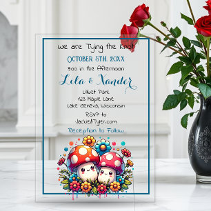 Invitations En Acrylique Deux mignons Champignons Mariage Whimsical