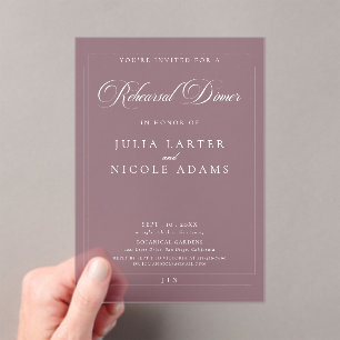 Invitations En Acrylique Dîner de répétition de calligraphie classique Bour
