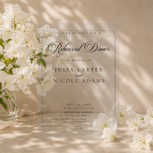 Invitations En Acrylique Dîner de répétition de calligraphie classique en i