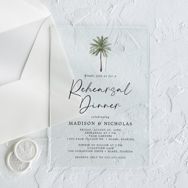 Invitations En Acrylique Dîner de répétition de mariage minimaliste avec un (Créateur téléchargé)