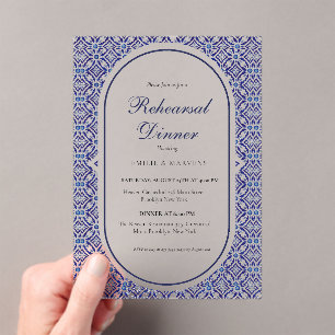 Invitations En Acrylique Dîner de répétition espagnol Talavera mexicain ble