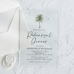 Invitations En Acrylique Dîner de répétition minimaliste pour Mariage Palm 