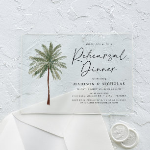 Invitations En Acrylique Dîner de répétition minimaliste pour Mariage Palm 